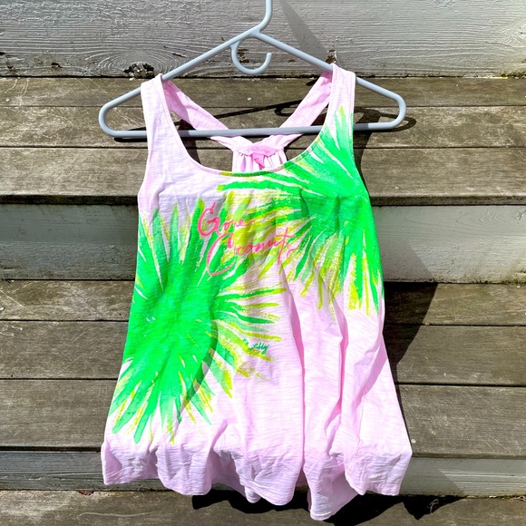 Lilly Pulitzer “Gone Coconuts” Candy Pink Tank, Slub 100% Pima Cotton- Med- EUC - Picture 11 of 17
